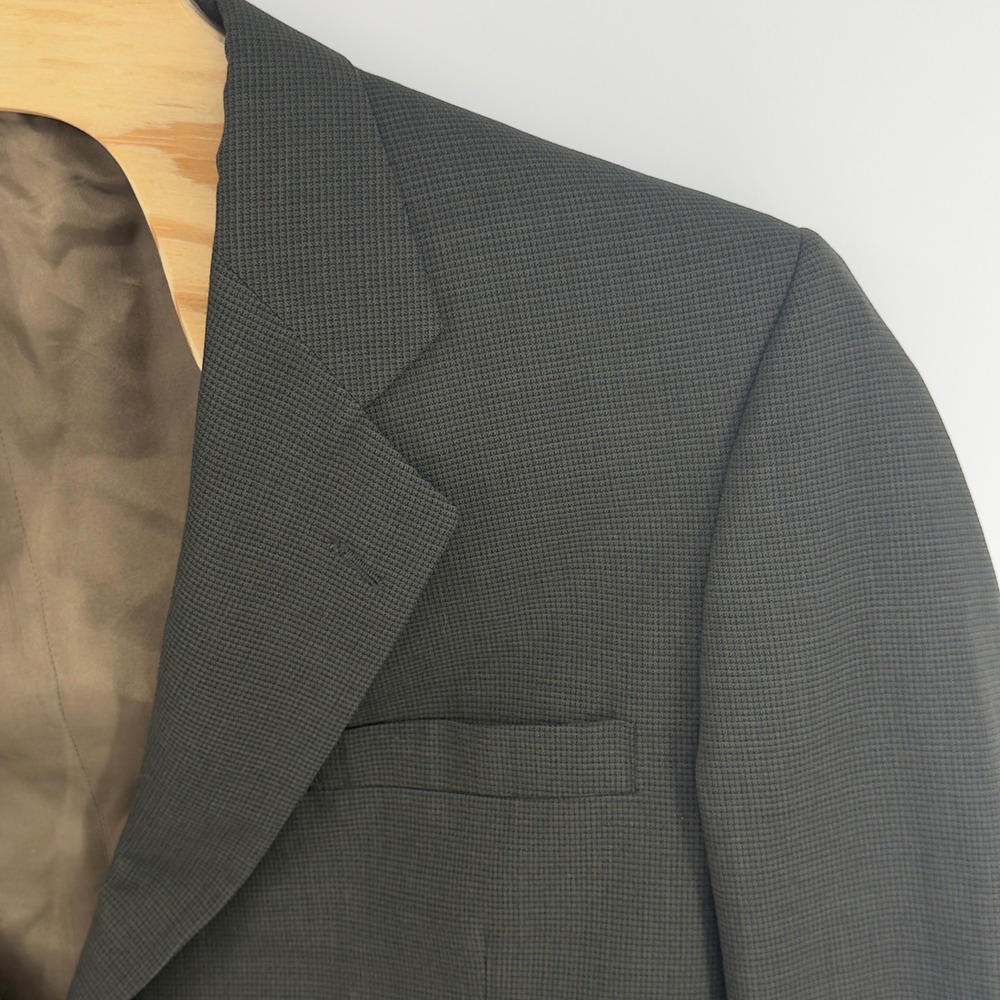 Jos A Bank Mens 45R Blazer Sport Coat Dark Green 100% Wool USA Made 2-Button